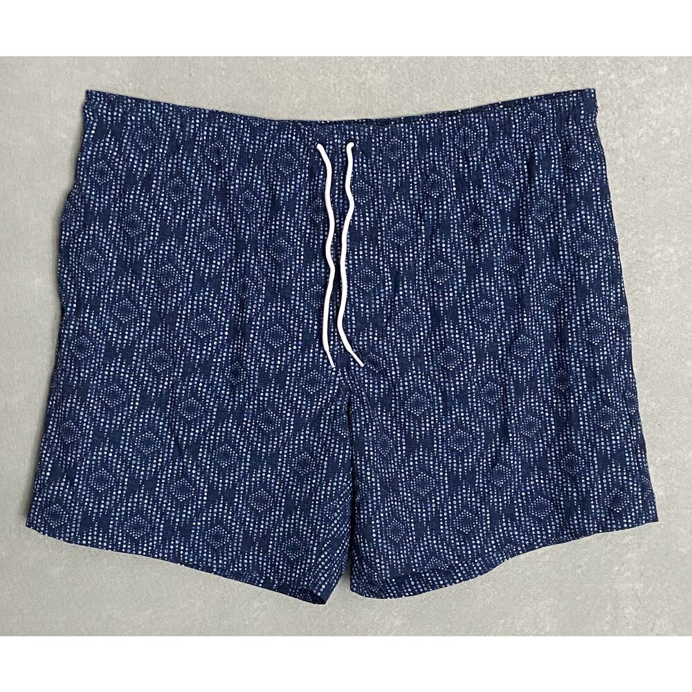 Cubavera Men's XXL Swim Shorts Drawstring Waist Blue Geo NWOT